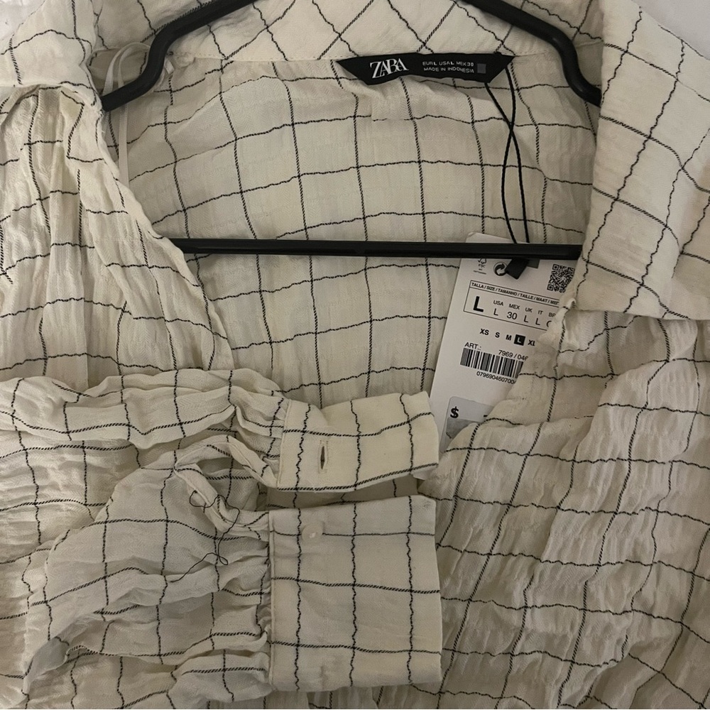 NWT Zara cropped plaid checked wrap top size L - Picture 7 of 7